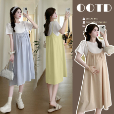 批发实拍孕妇<b class='q'>夏装</b>时尚洋气时髦夏季新款拼接宽松气质<b class='q'>连衣裙</b>子