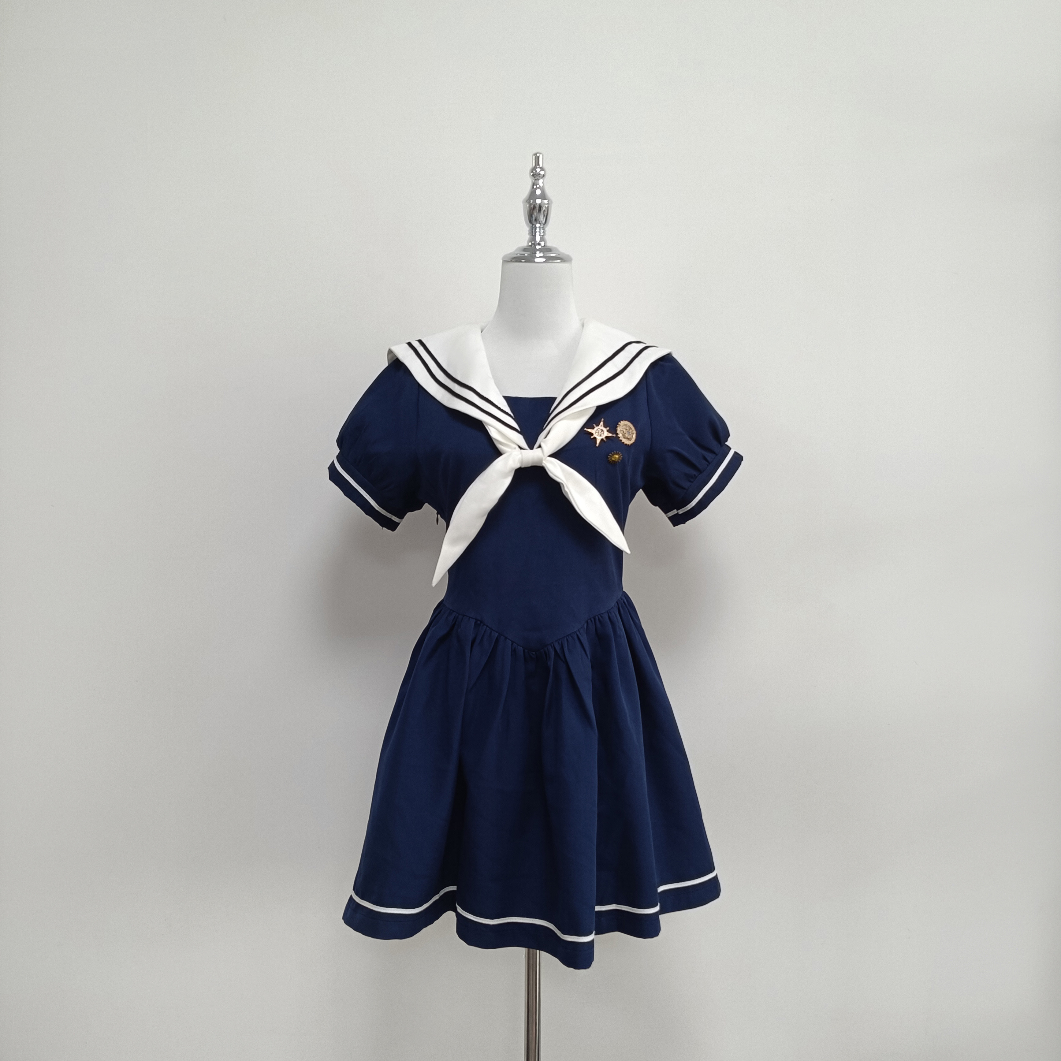 miu系海军少女海军领水手服绀色日韩学院风收腰jk制服连衣裙套装