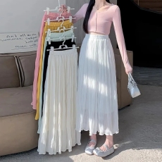 批发夏季新款褶皱半身<b class='q'>裙</b>2025高腰百褶<b class='q'>裙</b>大摆伞<b class='q'>裙</b>子中长款时尚纱<b class='q'>裙</b>