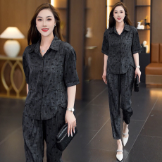 批发实拍2026夏季新款高端设计感大码时尚套装韩版气质宽松显瘦两件套
