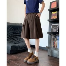 批发<b class='q'>日系</b><b class='q'>复古</b>宽松直筒五分裤男夏季痞帅宽松百搭阔腿休闲西装中裤子潮