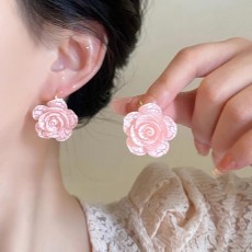 批发海边度假风甜美气质花朵耳环小清新时尚网红同款亚克力玫瑰花耳钉
