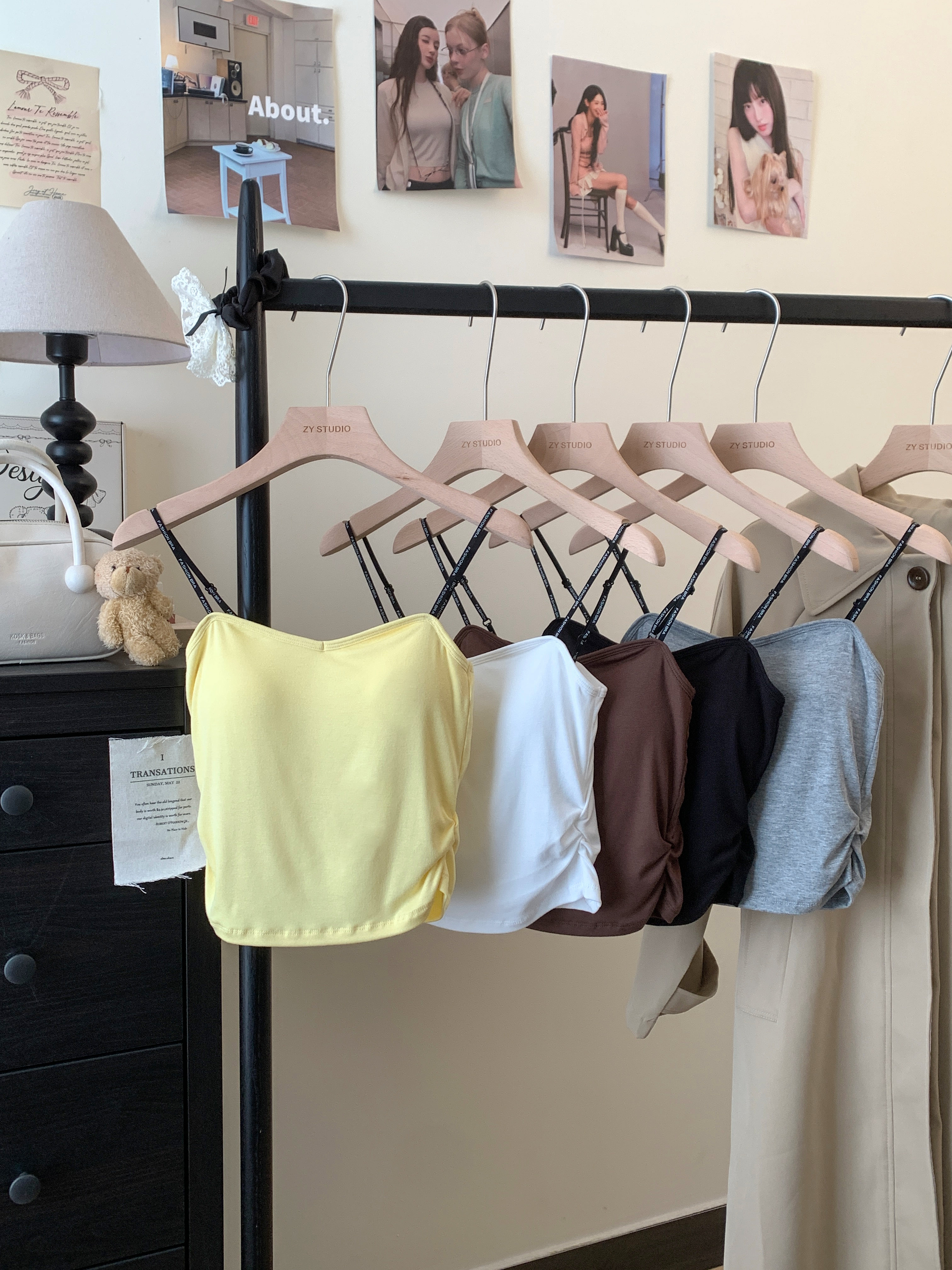 실사 리브 면 만나는 속옷 외출용 아름다움 뒤로 슬립 핫걸 순수한 욕망 바람 배색 알파벳 좋은 어깨끈 조끼