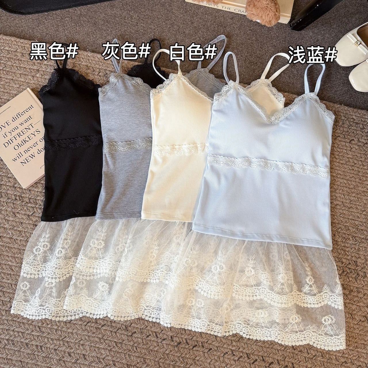 한 부서 스택 착용 캐미솔 소녀 봄 여름 인사이드 가져 가라. 나비 매듭 순수한 욕망 레이스 조각 아름다움 뒤로 외출용 맨위