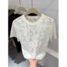 批发~原版质量 韩国chic 法式提花网纱轻薄蕾丝短袖T恤女夏季2026新款