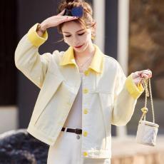 批发小清新撞色牛仔外套女<b class='q'>春秋</b>季2025新款女装学院风时尚短款气质上衣