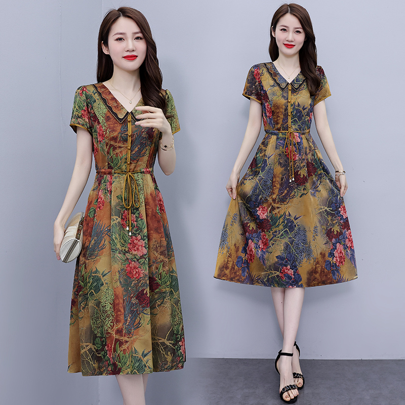 MY8717# 真丝桑蚕丝连衣裙女夏季香云纱高端气质显瘦裙子女裝貨源服裝批發