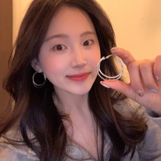 批发欧美金属感夸张大圆圈耳环女轻奢小众时尚气质双层素圈耳钉耳饰品