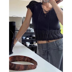 批发2026春夏新款 <b class='q'>韩国</b>东大门<b class='q'>代购</b> 镂空交叉绑带编织上衣