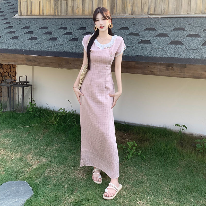 RY3388# 实拍~大码女装新中式旗袍短袖连衣裙女胖MM收腰显瘦2026...