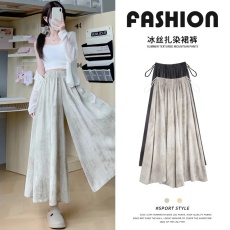 孕妇扎染冰丝山本裤裙夏季高腰显瘦a字长裙休闲慵懒阔腿裤