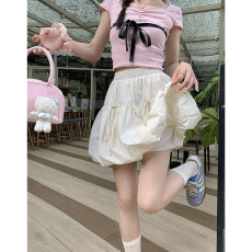 批发创峰原版品质黑色花苞裙半身裙夏季新款芭蕾风显瘦蓬蓬裙短裙