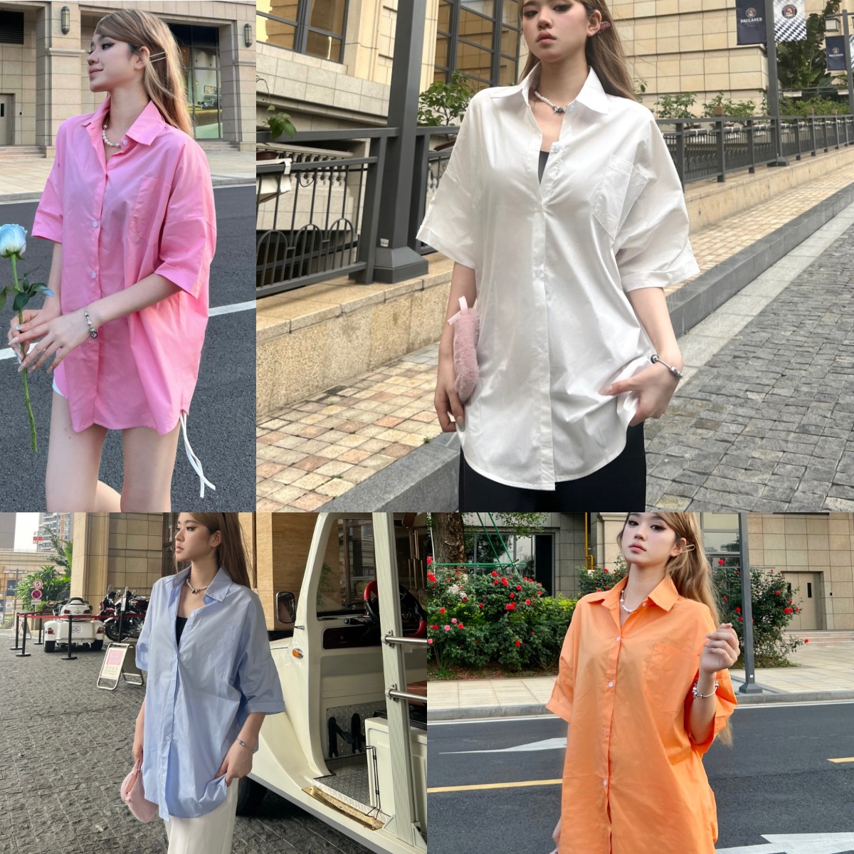 실제 촬영 스팟 기타 색상 짧은 소매 여성 셔츠 2025 여름 드레스 새로운 폴로 칼라 통근 와일드 맨위