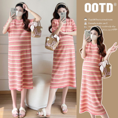 批发实拍2026<b class='q'>孕妇</b><b class='q'>夏季</b>新款宽松显瘦外穿短袖大码针织连衣裙宽松连衣裙