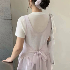 批发韩国东大门春夏甜美温柔风圆领叠穿无袖<b class='q'>背心</b>吊带上衣女