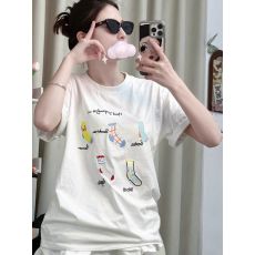 批发天猫/抖音推荐】重磅230克双纱纯棉精梳紧密 <b class='q'>袜子</b>图案印花短袖T恤