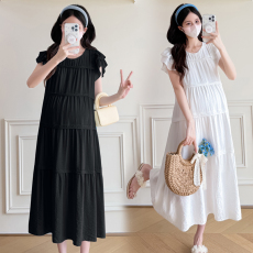 实拍2026孕妇夏装连衣裙中长款宽松外出洋气减龄潮妈孕妇装裙子