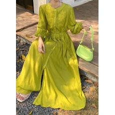 批发<b class='q'>实拍</b>跨境日韩宽松大码Polo领棉麻衬衫裙防晒开衫拖地连衣裙