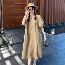 批发已出货 大码裙子蓝色赫本风洋气减龄矮个子宽松<b class='q'>休闲</b>连衣裙女夏季