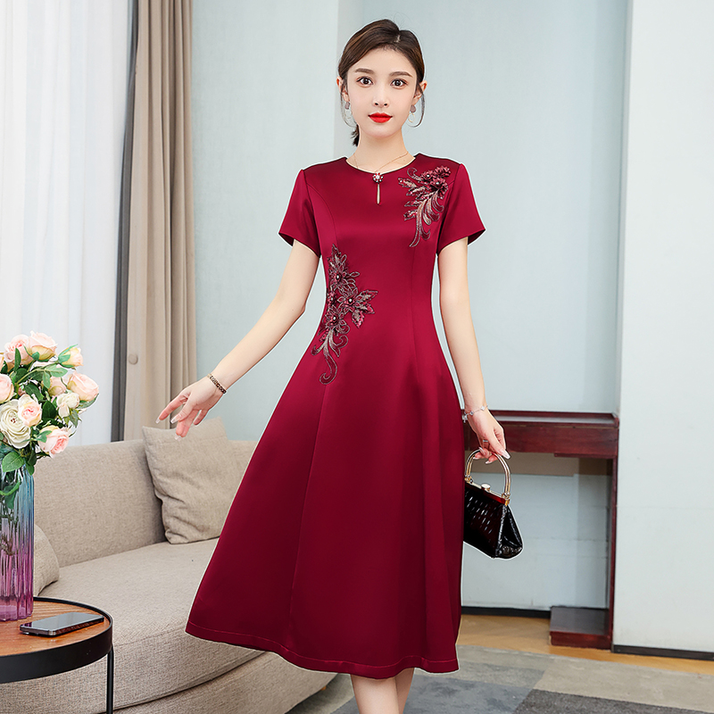 MY5751# 准婆婆参加婚礼结婚妈妈礼服高贵洋气丈母娘婚宴服气质洋气连衣...