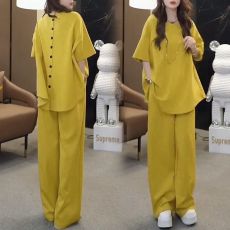 批发爆款夏日多巴胺一整套亮片<b class='q'>运动服</b>套装女<b class='q'>大码</b>胖mm阔腿裤休闲两件套