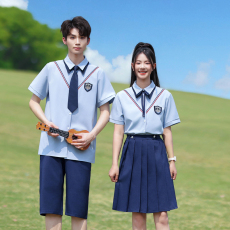 批发中<b class='q'>小学生</b>高中生毕业照学院风短袖衬衣班服<b class='q'>校服</b>
