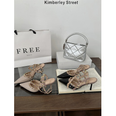 批发铆钉高跟鞋女2025年夏新款柳丁细跟尖头凉鞋气质包头单鞋