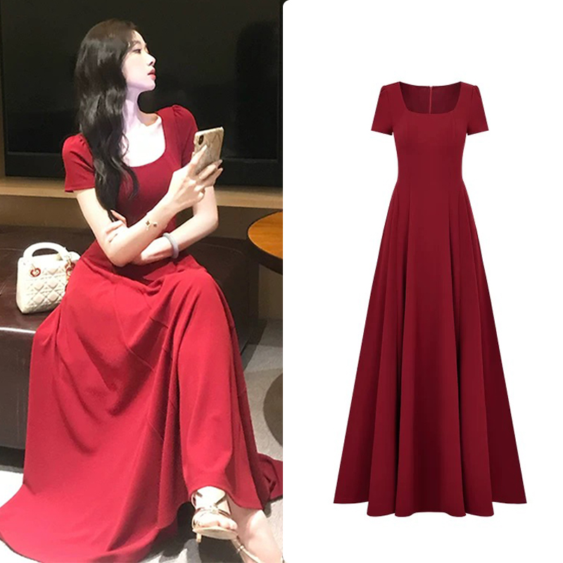 FA21196# 一尧贝微微法式气质千金感连衣裙女显瘦优雅轻奢赫本大摆裙服裝批發女裝批發服飾貨源