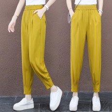 批发冰丝女<b class='q'>裤</b>夏季薄款高腰显瘦气质百搭大码垂感九分<b class='q'>哈伦</b><b class='q'>裤</b>