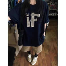 批发官图 21支纯棉210克100%棉短袖T恤女宽松<b class='q'>大码</b>印花