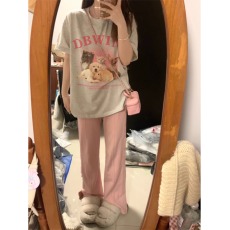 批发21支纯棉210克100%棉复古港味chic卡通<b class='q'>短袖</b><b class='q'>t</b><b class='q'>恤</b>女