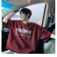 批发100%棉短袖t恤男生夏季<b class='q'>潮</b>牌宽松纯棉衣服2025年新款美式体恤