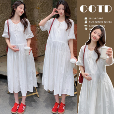 批发实拍现~法式温柔风<b class='q'>棉布</b>重工刺绣白色仙女裙拍照好看白月光小白裙