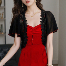 批发已出货2026新款夏季<b class='q'>蕾丝</b>镂空短袖短款小披肩开衫百搭小外套