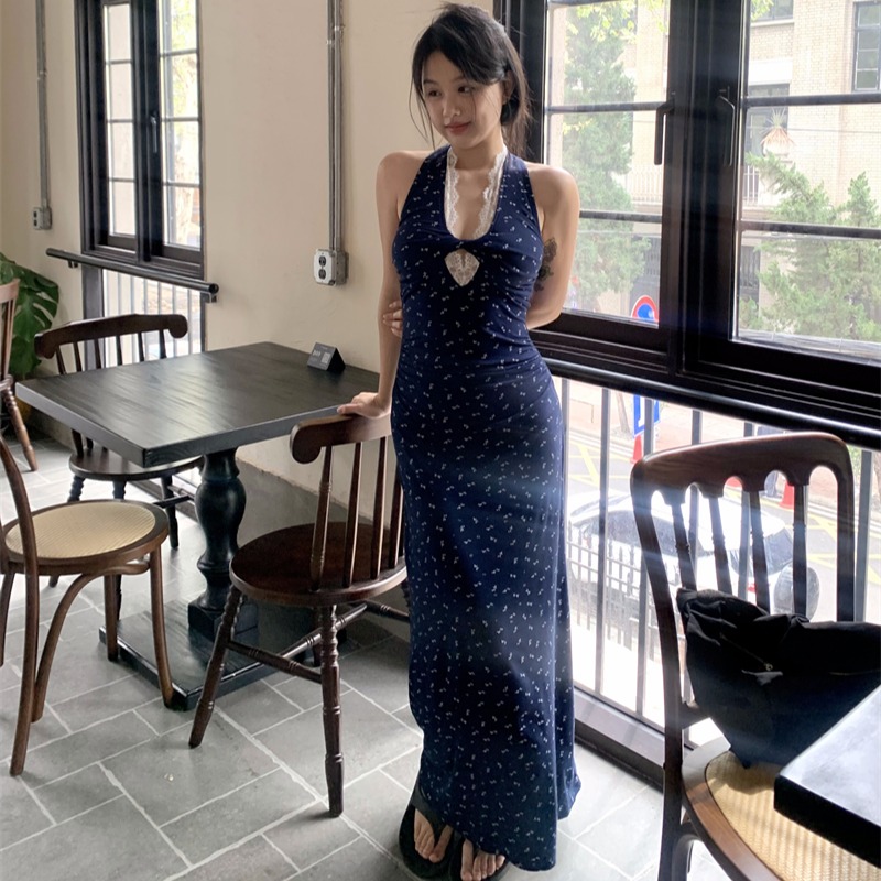 실사 정가 순수한 욕망 핫걸 작은 대중 디자인 센스 레이스 조각 꽃무늬 행침 목 한 마디 드레스