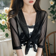 批发已出货 2026夏季新款雪纺防晒<b class='q'>小</b><b class='q'>披肩</b>配吊带裙七分袖小外套