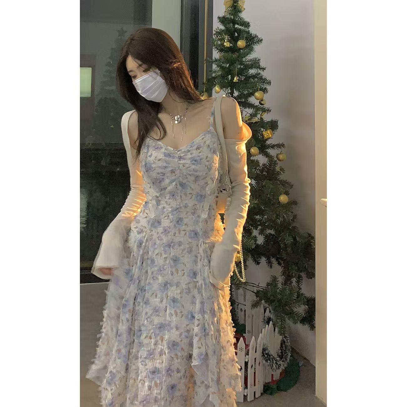 투피스 세트 순수한 욕망 바람 슬립 여성 드레스 2026 여름 새로운 고급 센스 프랑스식 요정 꽃무늬 치마