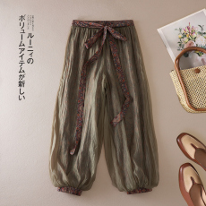 批发实拍  民族风薄款灯笼<b class='q'>裤</b>女夏季新款高腰束脚<b class='q'>裤</b>休闲<b class='q'>显瘦</b>九分<b class='q'>裤</b>