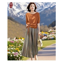 批发素订女装原创品牌旗舰店宽松上衣百搭褶皱<b class='q'>衬衫</b>短袖休闲两件套