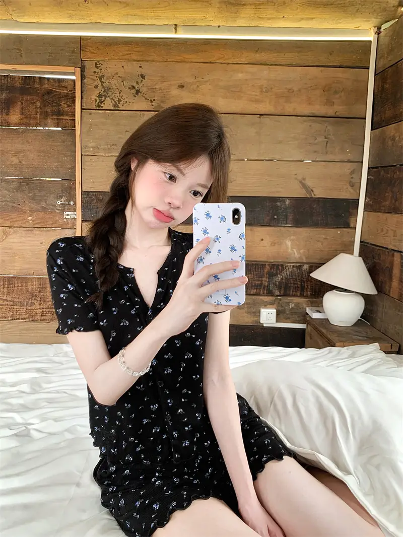 한국 스타일 소프트 브라 패드 홈웨어 세트 상세 이미지 9