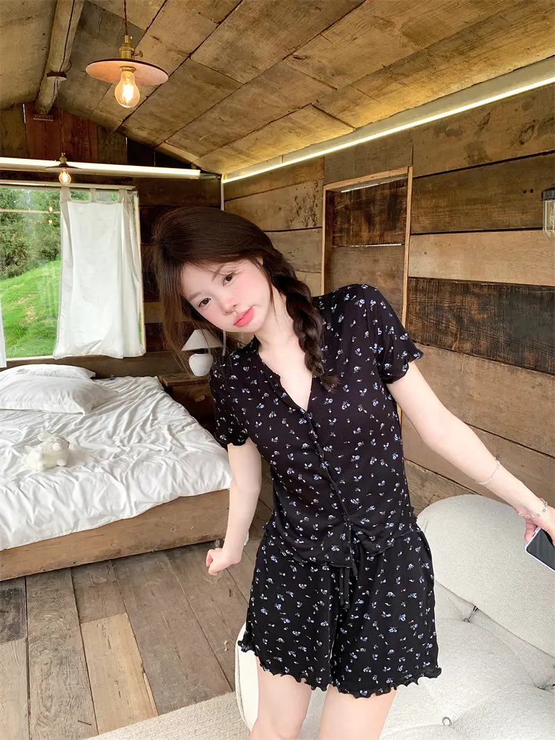 한국 스타일 소프트 브라 패드 홈웨어 세트 상세 이미지 10