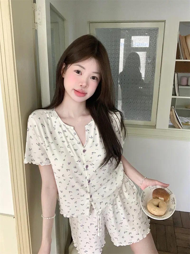 한국 스타일 소프트 브라 패드 홈웨어 세트 상세 이미지 12