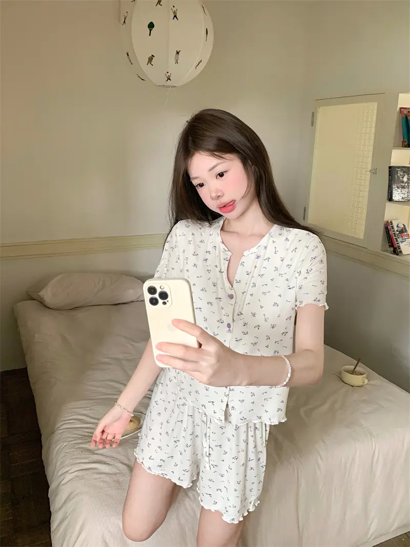 한국 스타일 소프트 브라 패드 홈웨어 세트 상세 이미지 17