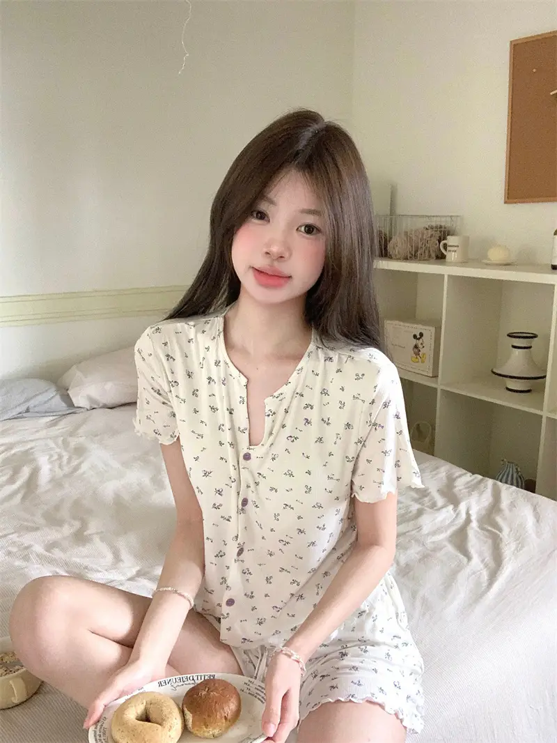 한국 스타일 소프트 브라 패드 홈웨어 세트 상세 이미지 19