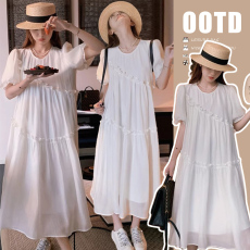 批发图片已处理2026新款法式白色时尚宽松孕妇大码<b class='q'>连衣裙</b>