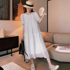 批发图片已处理2026新款法式白色时尚宽松孕妇大码<b class='q'>连衣裙</b>