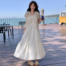 批发图片已处理2026新款今年流行叠穿马甲孕妇大码<b class='q'>连衣裙</b>两件套