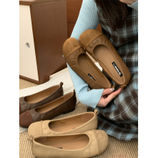 批发潮牌复古圆头浅口单鞋女春秋新款法式晚风平底一脚蹬休闲豆豆鞋子