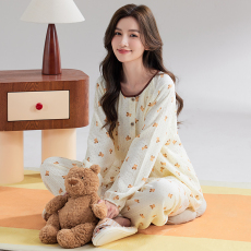批发100%纯棉绉布纱布双层月子服孕妇睡衣春夏季产妇哺乳喂奶吸汗透气