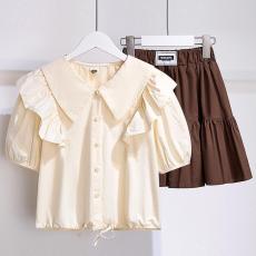 女童夏装学院风套装2026新款洋气儿童夏季网红裙子女孩时髦两件套